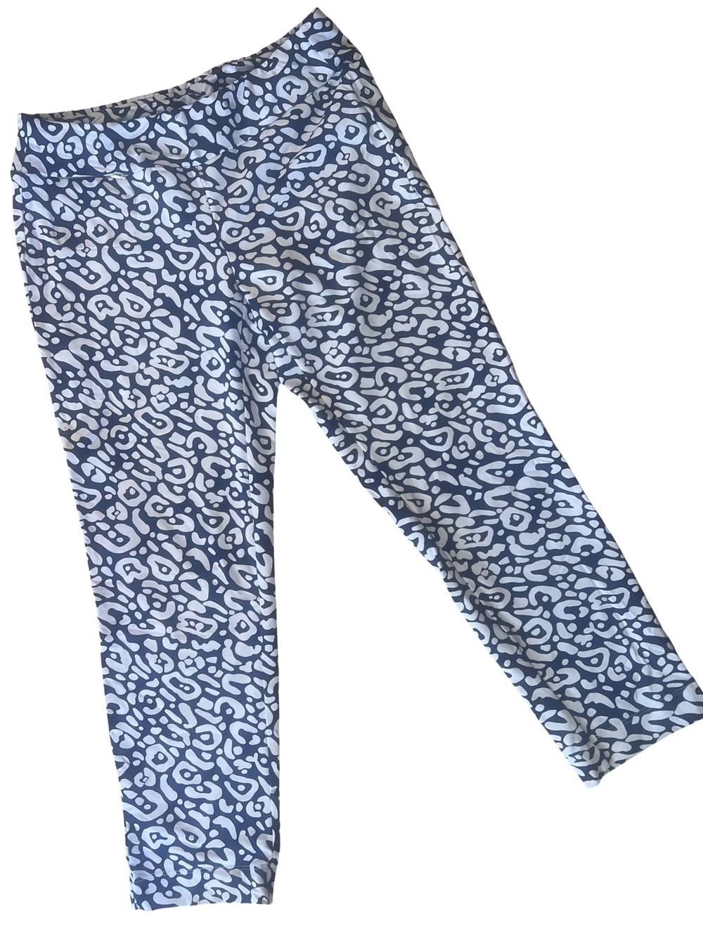 Women’s Blue and White Leopard Print Flowing Leggings